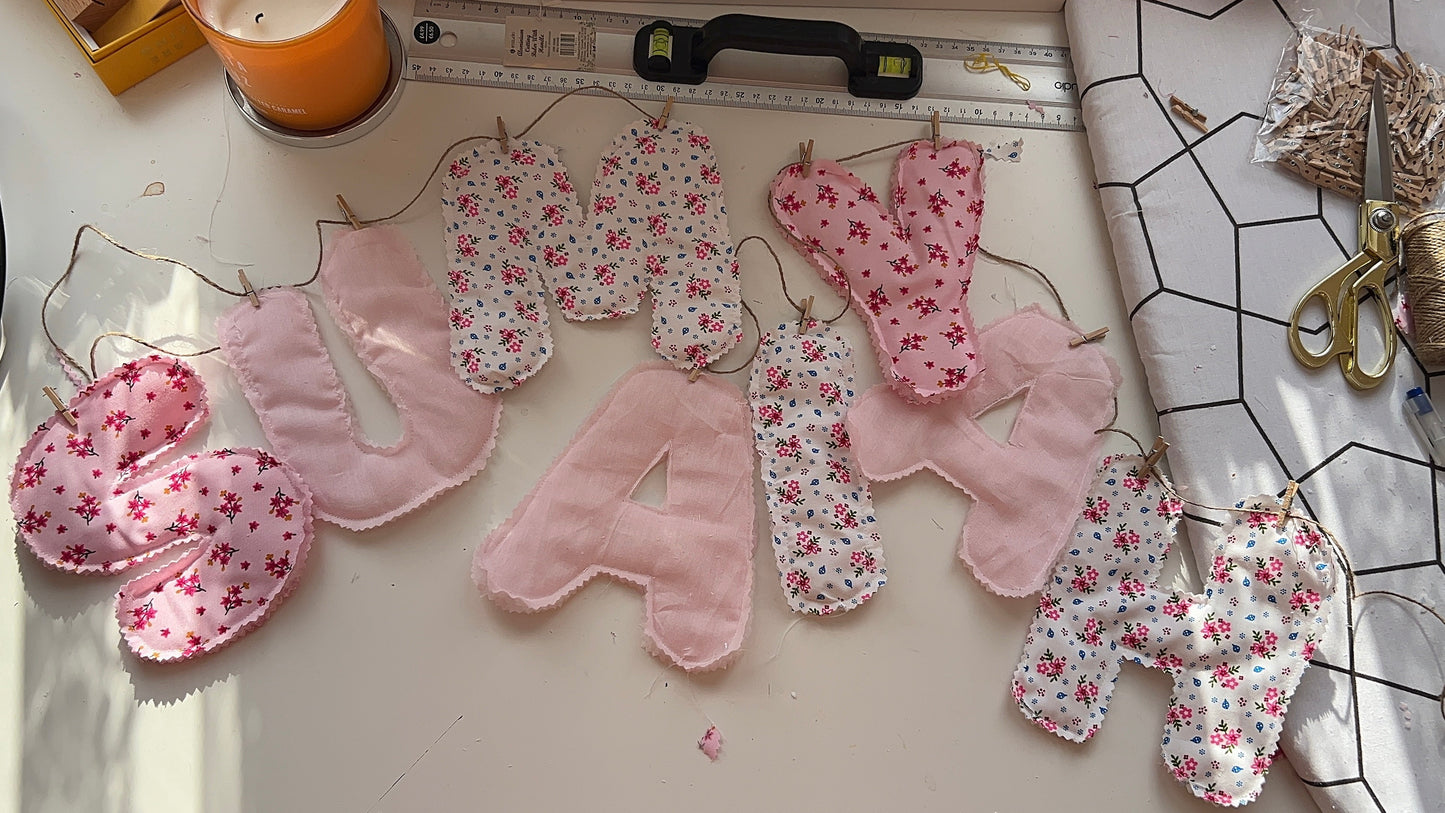 Custom fabric letter name banner