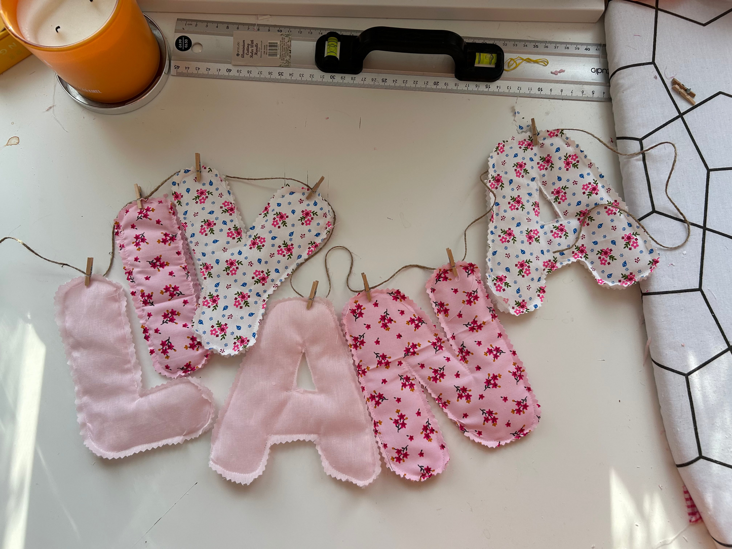 Custom fabric letter name banner